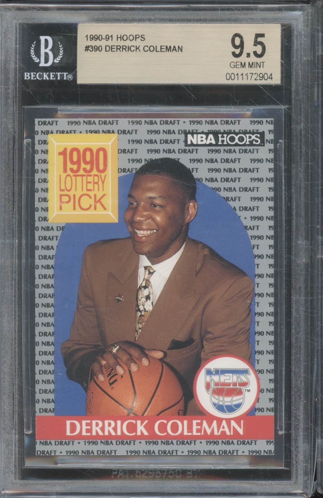 1990 NBA Hoops Basketball #390 Derrick Coleman RC Rookie Gem Mint BGS 9.5