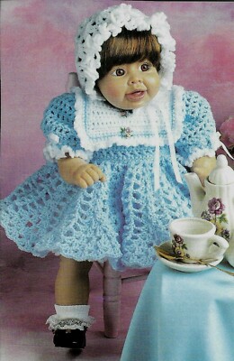 SYNDEE'S BLUE DRESS 16'' DOLL DIGEST SIZE CROCHET PATTERN INSTRUCTIONS