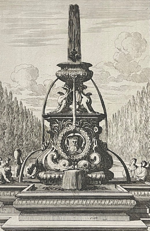 Versailles Projet Fontaine C 1650 Jean Lepautre 1618-1682 Gravure Chez Mariette