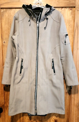 Ilse Jacobsen Rain Coat Womens Size 38 Light Gray Water Repellent Hood Zippers