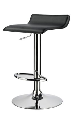 1x Barhocker Hocker Barstuhl in Schwarz Kunstleder flach kompakt