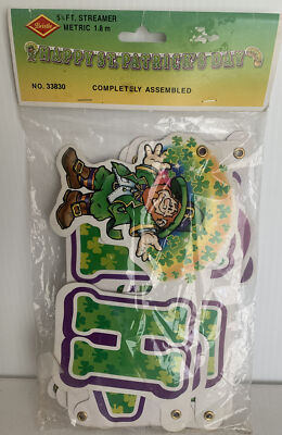 Vintage Beistle Happy St Patricks Day Banner Streamer St Paddys Day 5-1/2 Ft