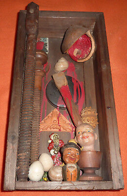 DADA "Urknall" Nikolaus Holz Puppen Kopf Dinosaurier Eier Dadaismus Assemblage