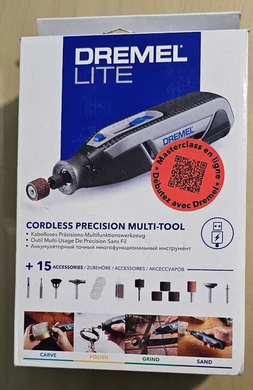 Dremel Lite Outil Multifonctions Sans Fil 3,6v, Batterie Li-Ion, 15 Accessoires