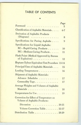 Sept 1943 Asphalts Paving & Liquids Specifications Tables & Uses, 27 Pages