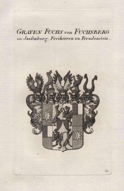 Fuchs Fuchsberg Jaufenburg Armoiries Gravure Sur Cuivre Genealogie HÃ©Raldique