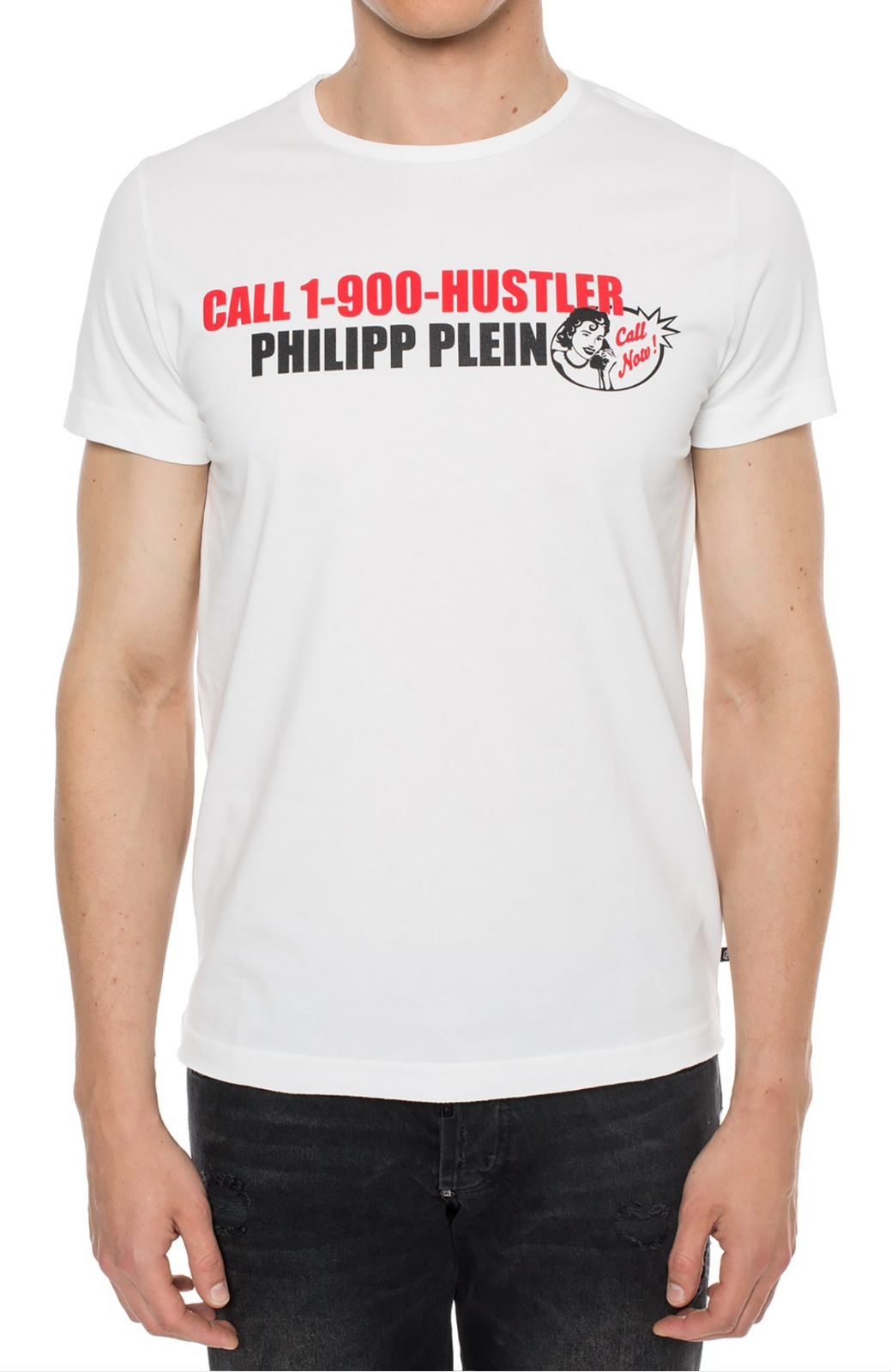 Pre-owned Philipp Plein Platinum Cut Call Hustler Logo Shirt Round Neck T-shirt M In White