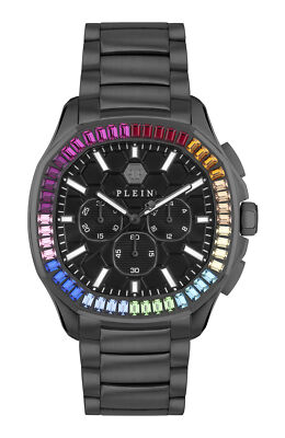 Pre-owned Philipp Plein Black Mens Chronograph Watch $keleton $pectre Pwsaa0723