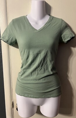 Active Basic Women's V-Neck Short Sleeve Soft Cotton Top Relaxed Fit Basic
