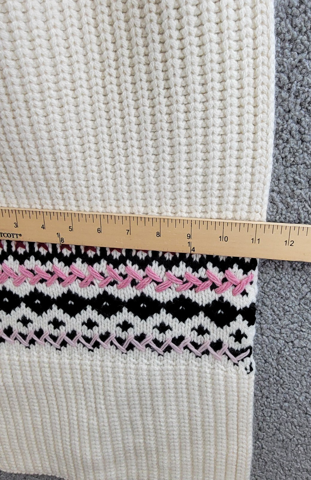 rag & bone Wool Blend Leigh Fair Isle Scarf Women's One Size Ivory~ - Picture 5 of 14