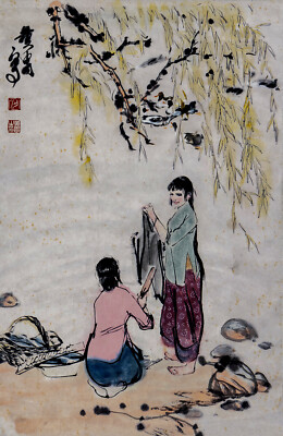 Chinese hanging scroll Figure painting:Huang Zhou黄胄Lrw05f