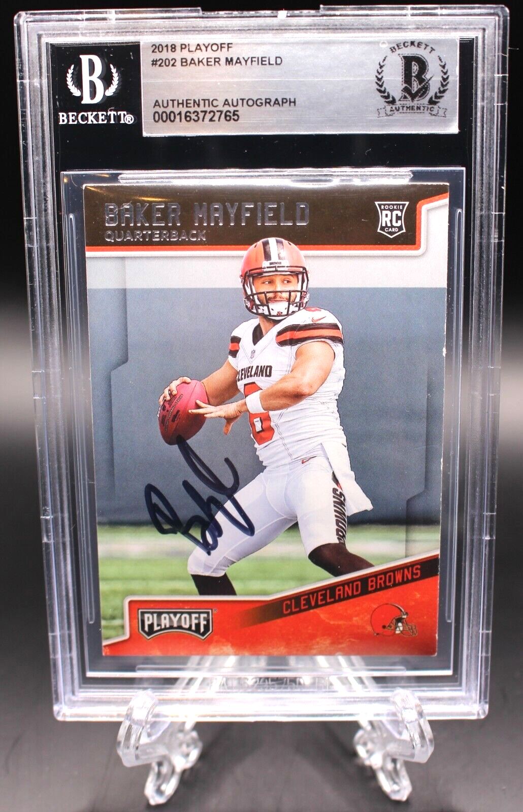 BAKER MAYFIELD SIGNED 2018 PLAYOFF #202 ROOKIE CARD RC