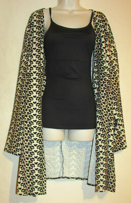 Womans Plus 4XL Open Front Leopard Print Tunic Length  Cardi Coat New in Package