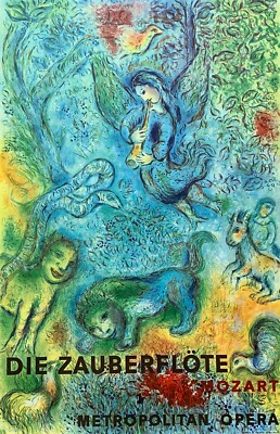 Marc Chagall The Magic Flute Die Zauberflote Mourlot Lithograph Art 39" x 27"