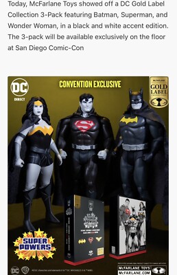 SDCC 2024 Exclusive McFarlane toys Super Powers 3-pack Batman Superman Wonder W