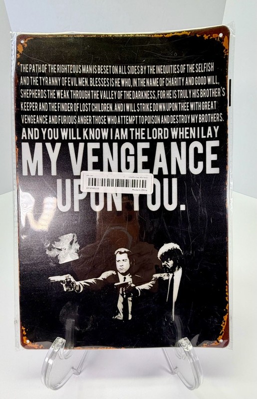 Pulp Fiction Ezekiel 25:17 and The Big Lebowski 'The Dude' Metal Tin Sign Set