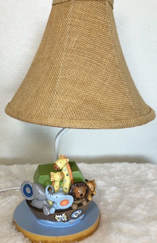 Lambs & Ivy Noah's Ark Nursery Lamp with Burlap Shade