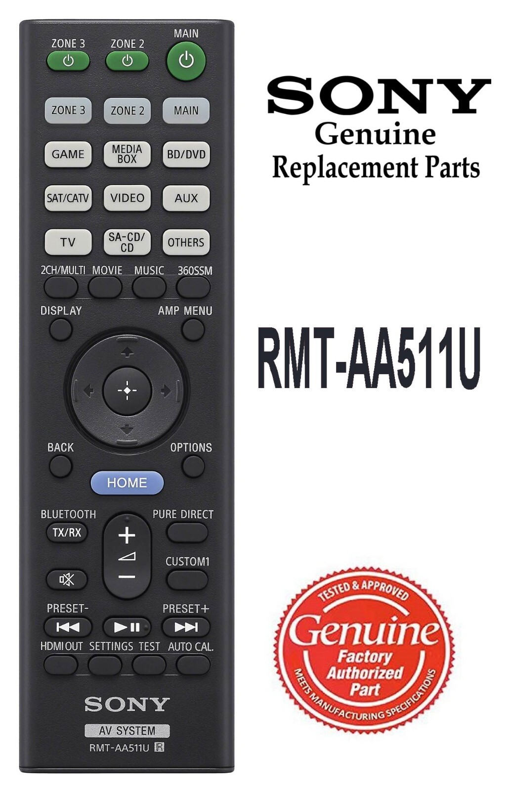 New Genuine Sony RMT-AA511U Remote Control STR-AZ1000ES STR