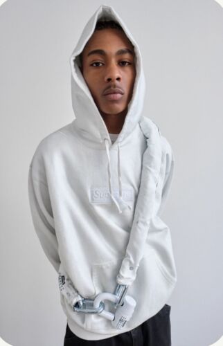 Supreme MM6 Maison Margiela Foil Box Logo Hoodie White Supreme MM6 Maison Margiela Foil Box Logo Hoodie White