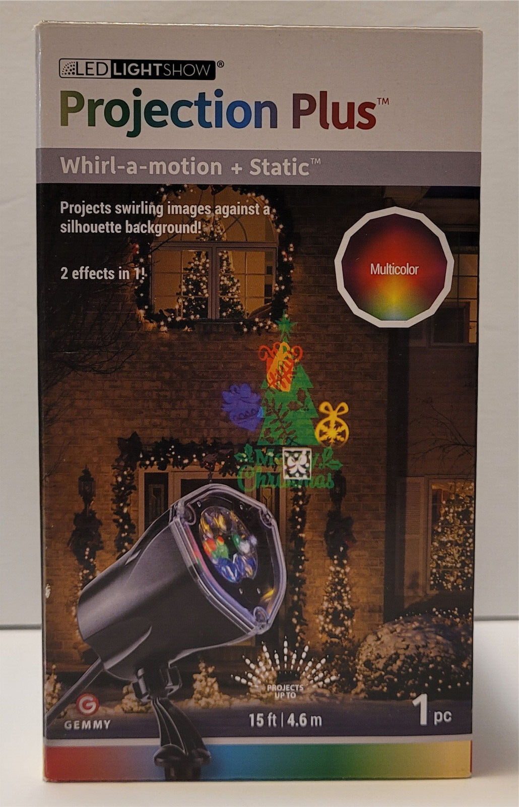 Gemmy LED Light Show Projection Plus CHRISTMAS TREE WITH GIFTS Whirl-A-Motion