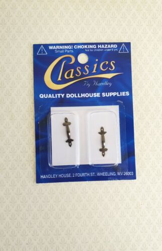 Dollhouse Miniature Drawer Pulls or Door Handles x2 Pewter 1:12 Scale Tudor