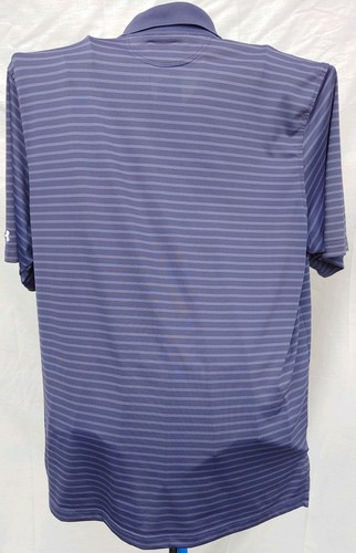KEENELAND HORSE RACE TRACK PURPLE 3 BUTTON Lg GOLF POLO SHIRT POLY UA HEATGEAR