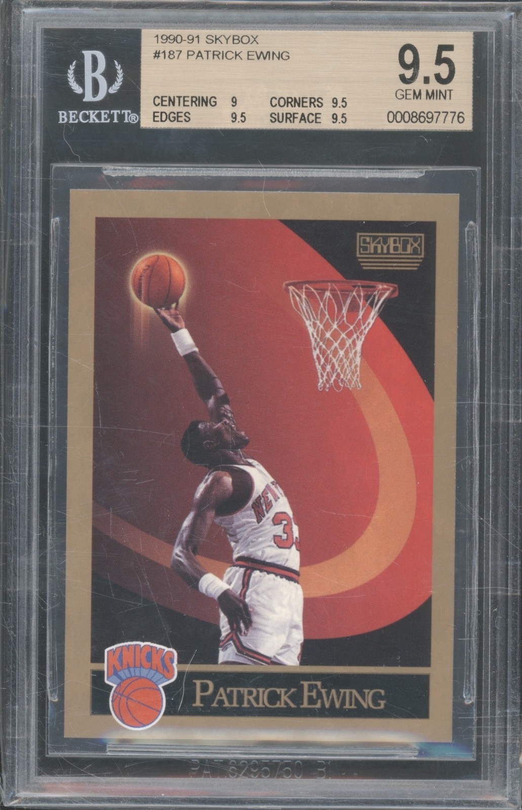 1990 Skybox Basketball #187 Patrick Ewing Gem Mint BGS 9.5