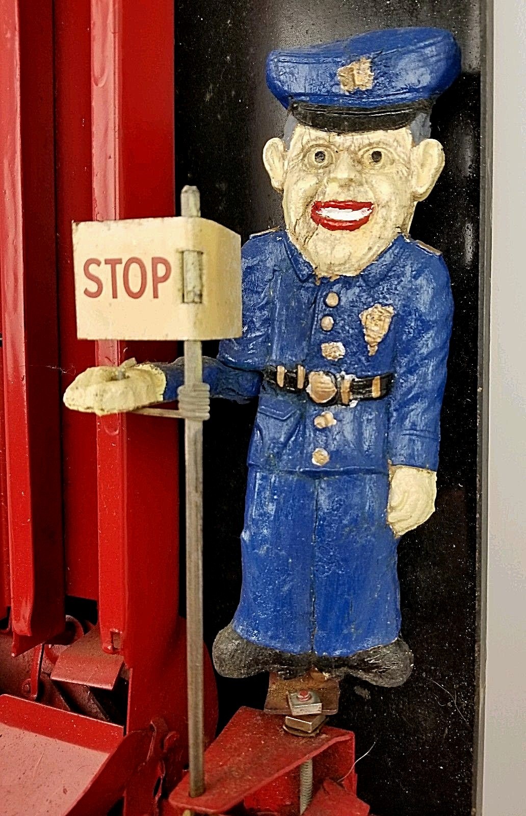 Vintage Pulver Chewing Gum Machine One Cent Coin Op Vending Red Porcelain Enamel