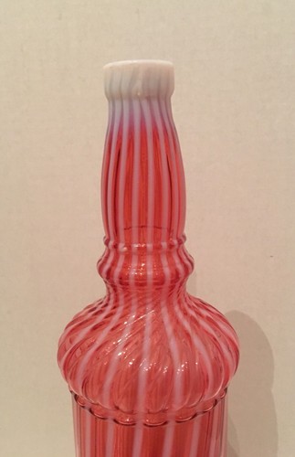RARE NORTHWOOD Chrysanthemum Cranberry Opalescent Striped Barber Bottle