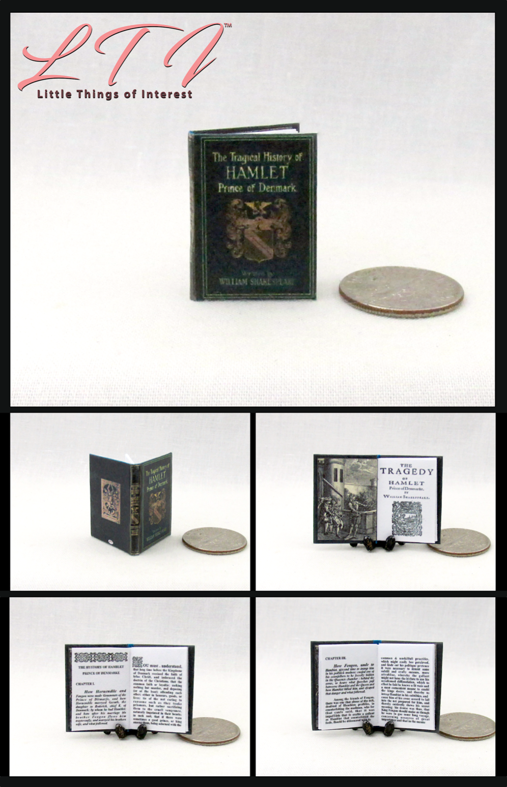 HAMLET A TRAGEDY Miniature 1:12 Scale Readable Book by William Shakespeare