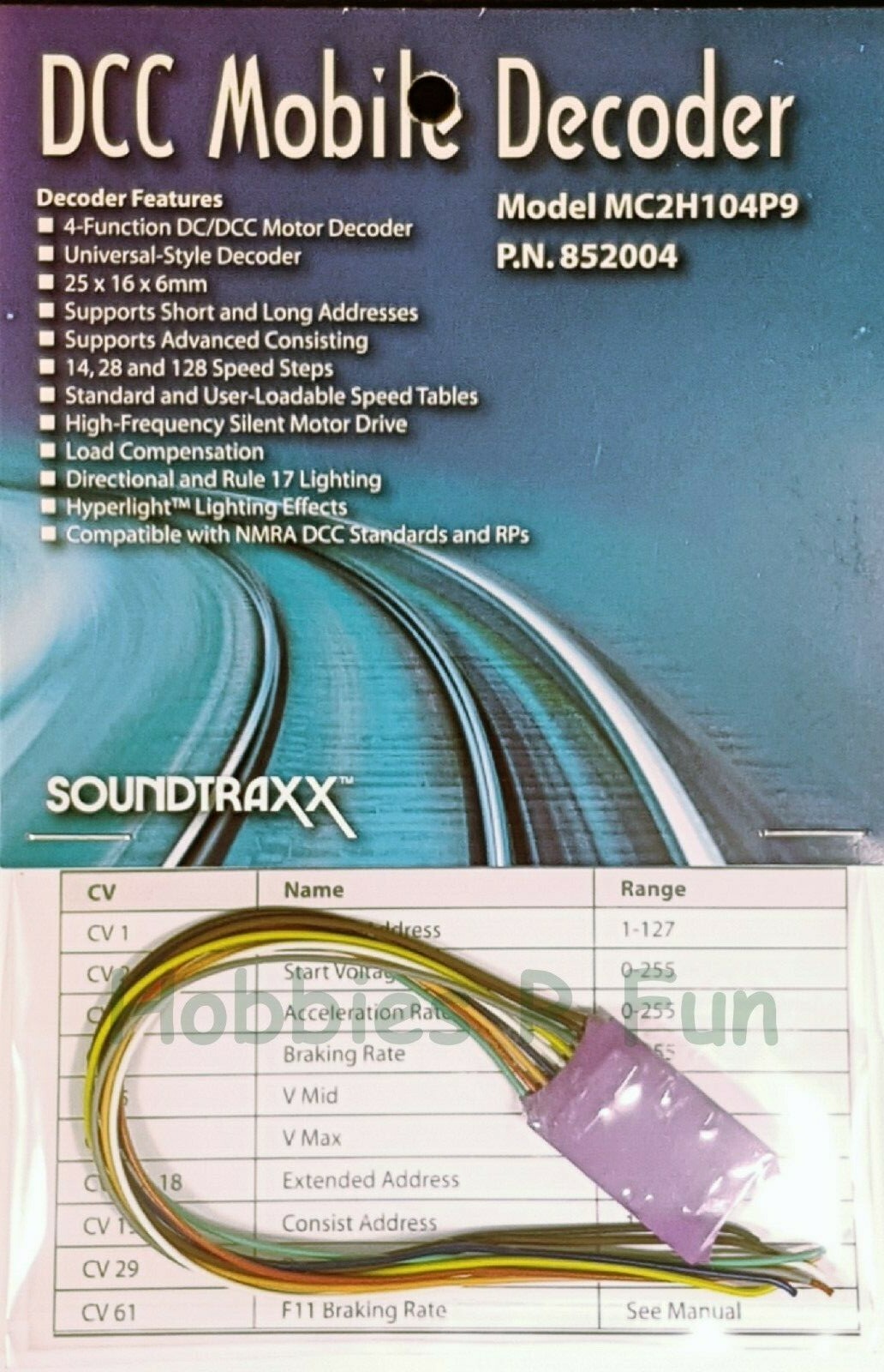 Model trains Soundtraxx MC2H104P9 Mobile decoder for HO Locos with 8