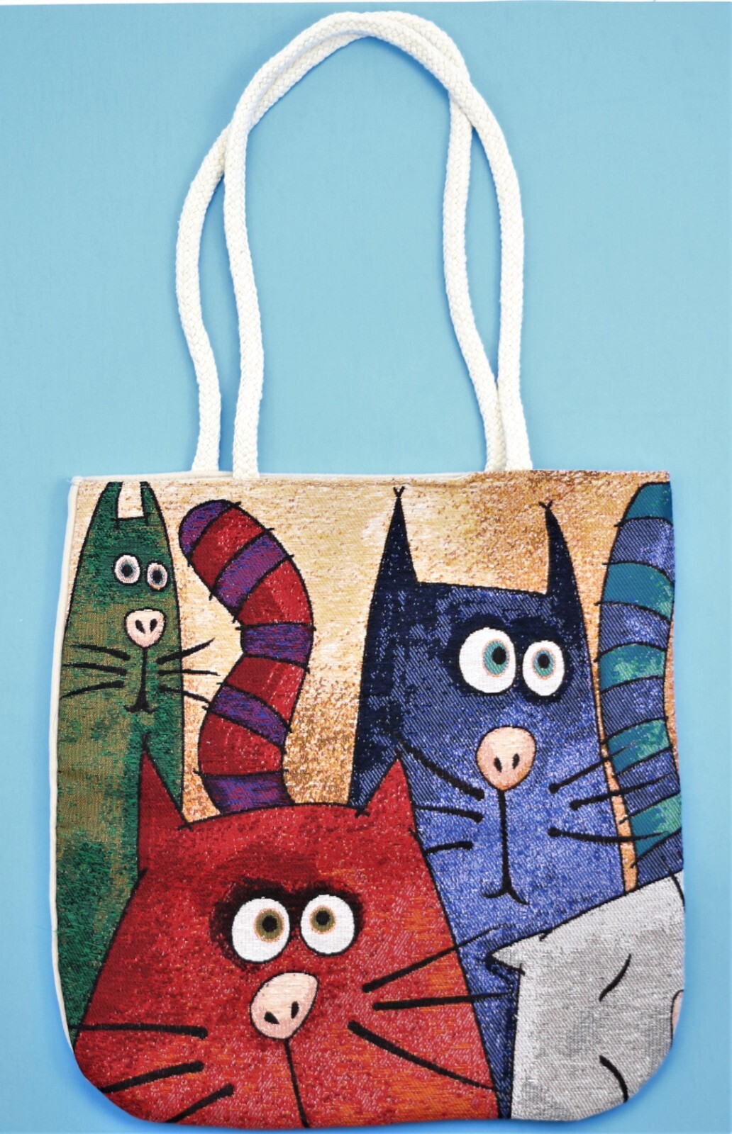 

Гобеленовая сумка Tote Cats Shopping Beach Gym Shoulder 16x 15 Уникальный дизайн Новый
