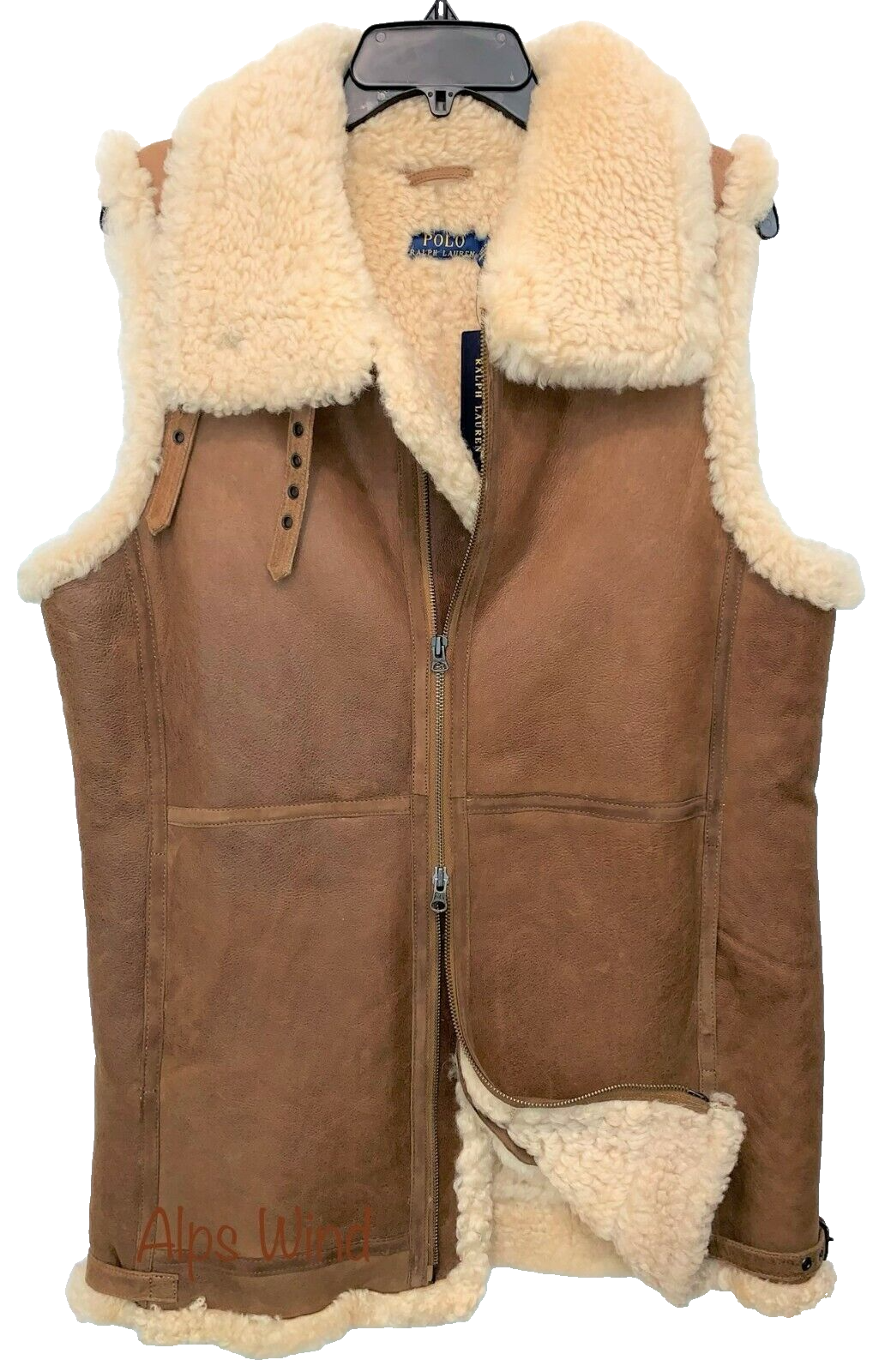 NEW Polo Ralph Lauren Women's Brown Leather Shearling Fur Vest