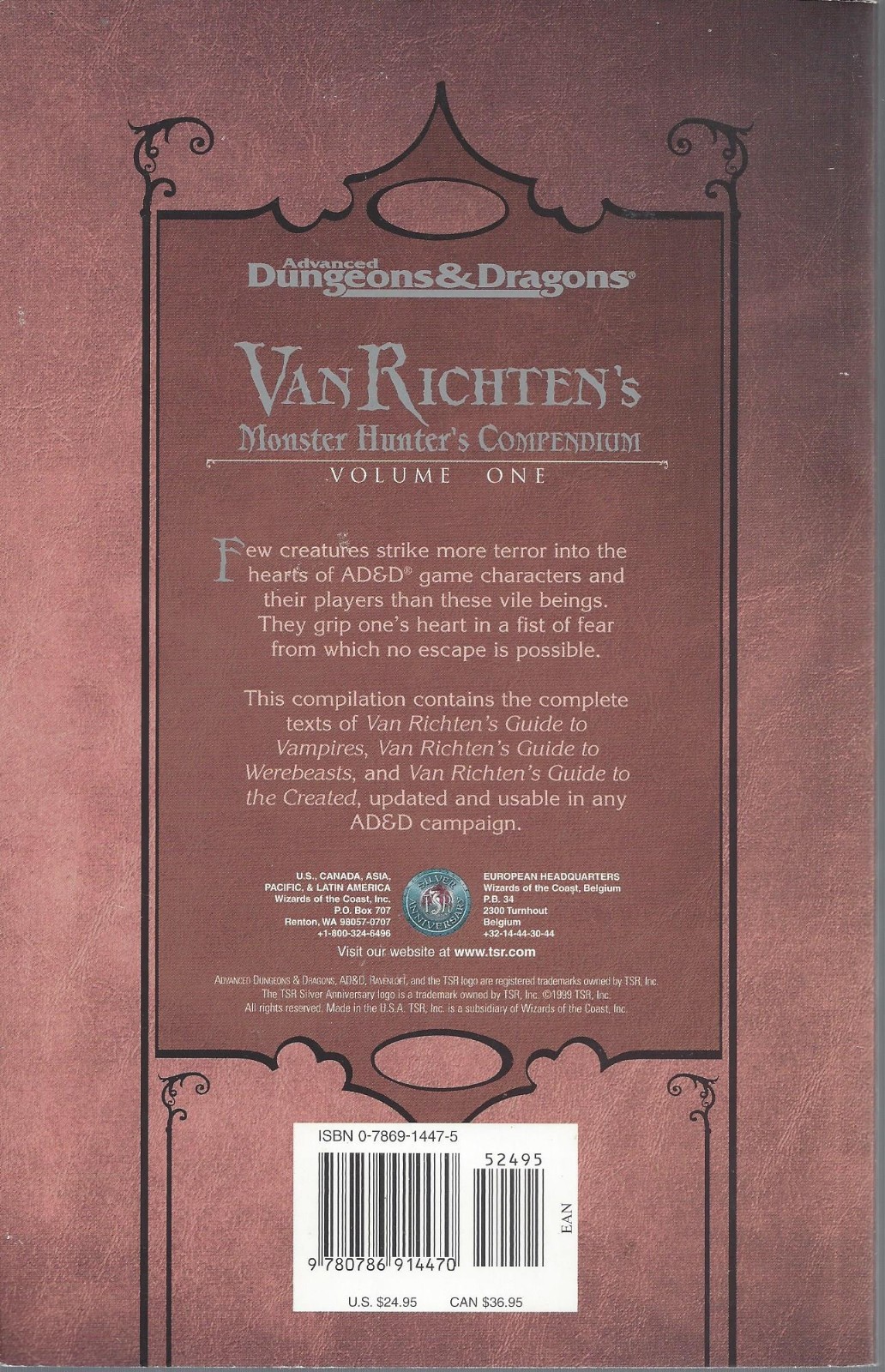 Advanced Dungeons & Dragons RPG Van Richtens Monster Compendium #1 SC DnD