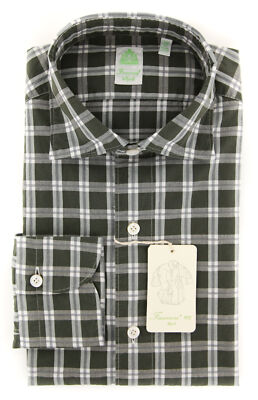 Finamore Napoli Green Check Shirt - Extra Slim - (FN044074)