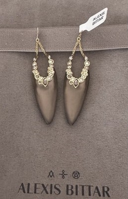100% Alexis Bittar Lucite, Chain, Crystal Imperial Earrings