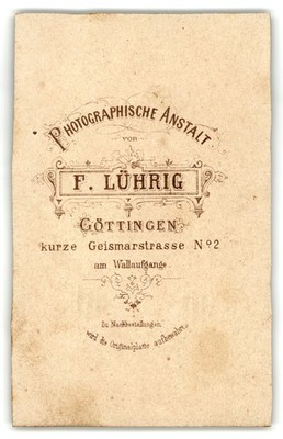 Antique Cdv Circa 1870s F. Luhrig Handsome Man W/ Mustache In Suit Gottingen De — additional view