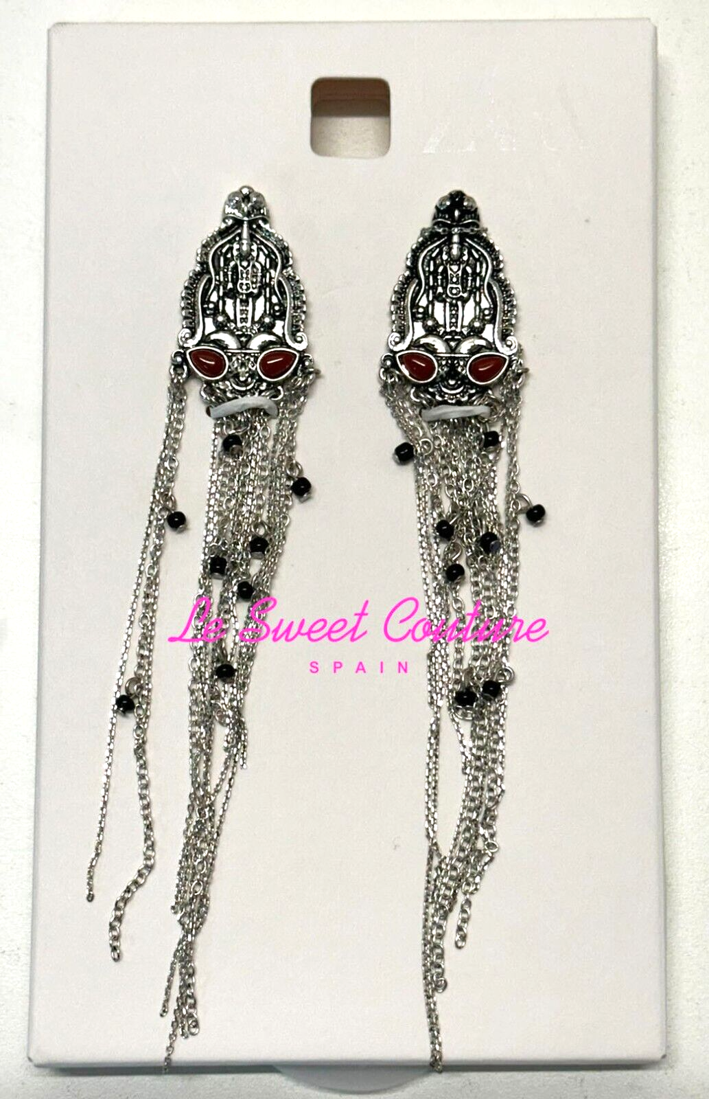 ZARA WOMAN NWT SS25 METAL CHAIN AND BEAD EARRINGS SILVER ZARA WOMAN NWT SS25 METAL CHAIN AND BEAD EARRINGS SILVER