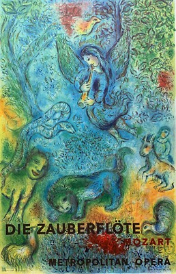Marc Chagall The Magic Flute Die Zauberflote Mourlot Lithograph Art 39" x 27"