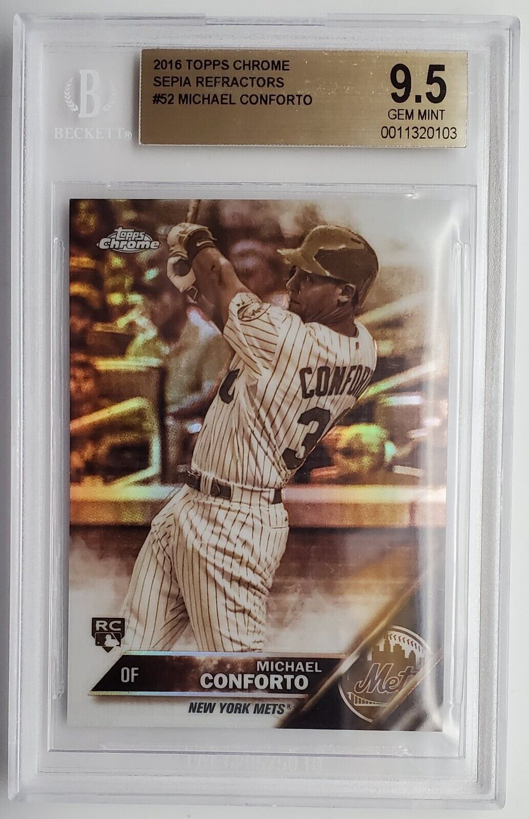 2016 Topps Chrome SEPIA Refractor Michael Conforto Rookie Card BGS 9.5 GEM Mint. rookie card picture