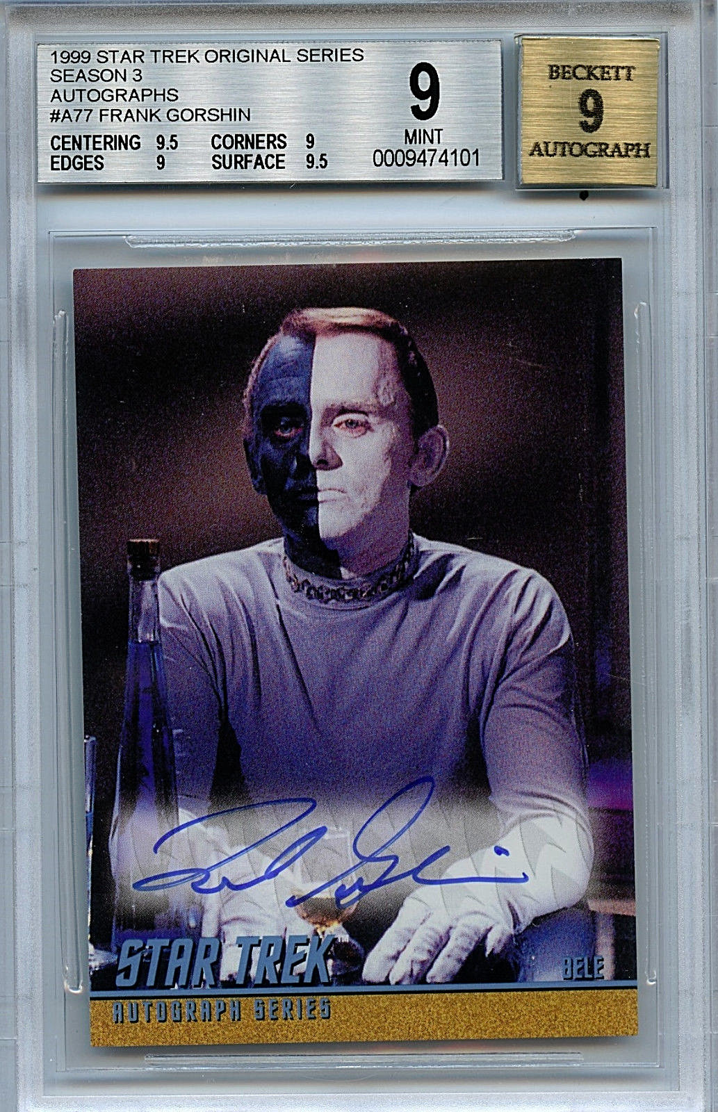 brainchild’s TOUR 2017 pilot Star Trek Frank Gorshin A77 BGS 9.0 Mint Auto 9 1999 9.0/9