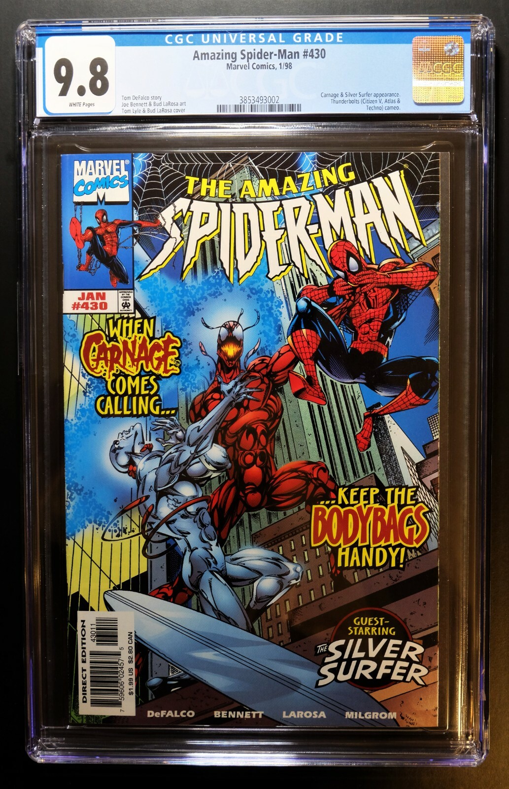 AMAZING SPIDER-MAN #430 CGC 9.8 - WP *CARNAGE, SILVER SURFER AMAZING SPIDER-MAN #430 CGC 9.8 - WP *CARNAGE, SILVER SURFER