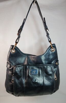 Grace Adele Black Leather Shoulder Bag Purse