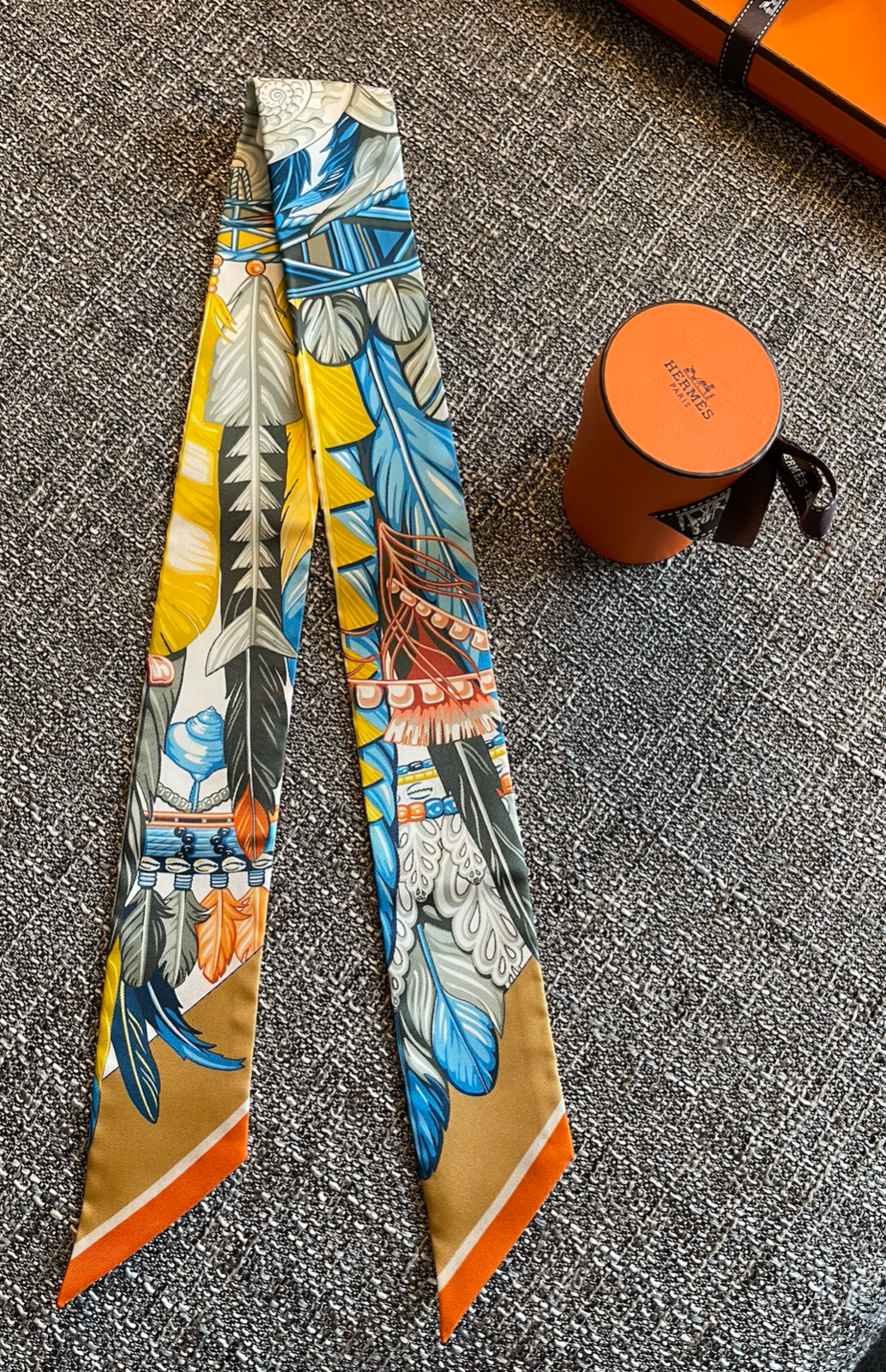 Hermes Twilly Danse Pacifique - Jaune D'or /Kaki/Orange 100