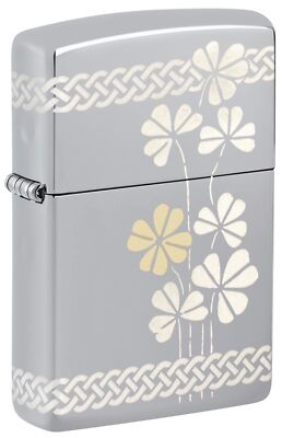 Полированная хромированная карманная зажигалка Zippo Laser 360° Clover Design 48586-103767