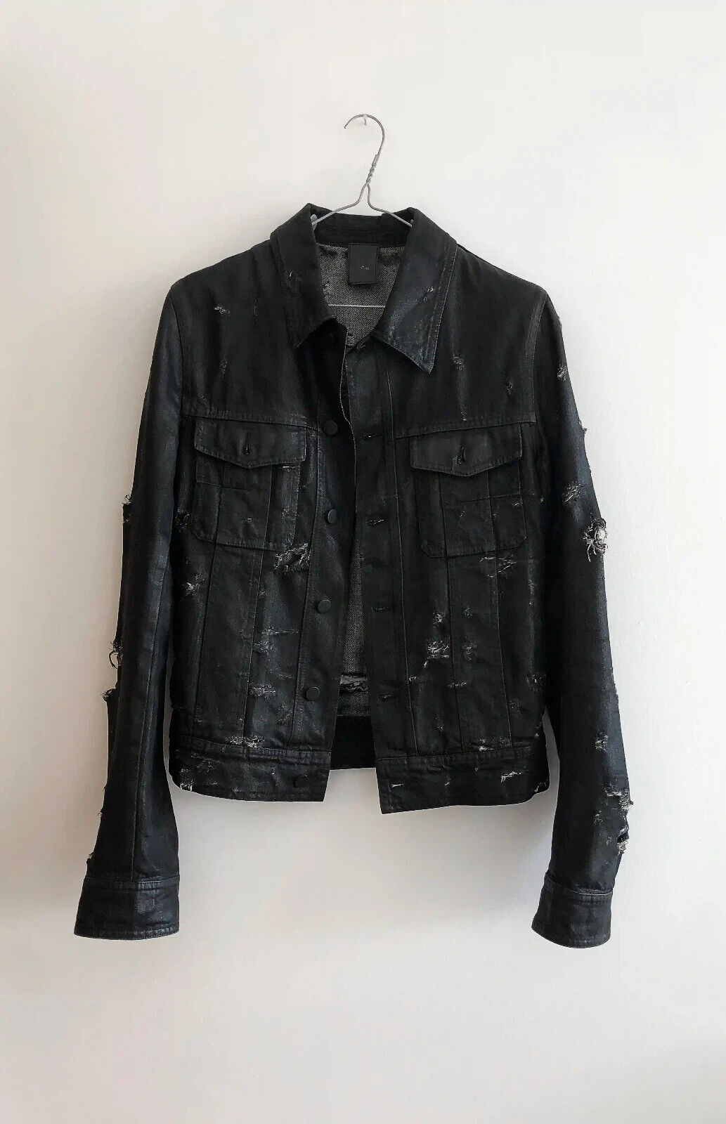 DIOR HOMME SS04 'STRIP' DESTROYED WAX DENIM BLOUSON | EU48 DIOR HOMME SS04 'STRIP' DESTROYED WAX DENIM BLOUSON | EU48