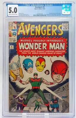 Avengers #9 CGC 5.0 Marvel 1964 1st Appear and Origin Wonder Man Stan Lee Kirby