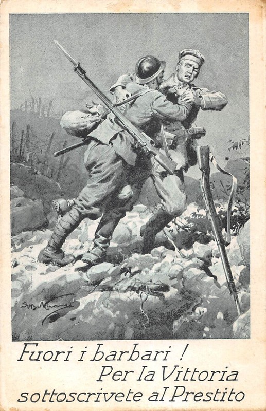 Cpa Guerre / Illustrateur Italie Fuori I Barbari Per La Vittoria