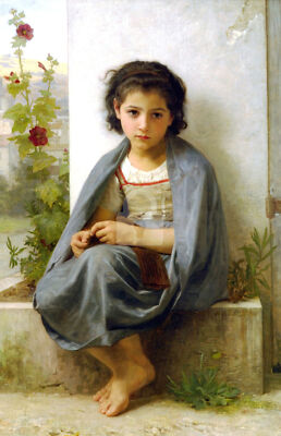 The Little Knitter (1882), William-Adolphe Bouguereau *Art Postcard*