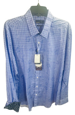 QUIETI Shirt XL Men s Blue Flip Cuffs Coordinate Print $115